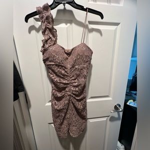homecoming dress size 7/8. light brown with silver sparkles